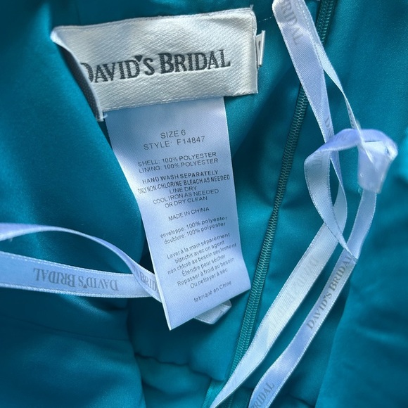 David's Bridal Teal Strapless Dress Women’s Size 6 Wedding Formal Prom - Picture 7 of 10